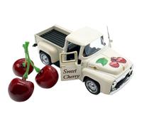 INSEOWI Pick-up De Ferme Plateau Table À Plusieurs Niveaux Décors Camions Vintage avec 3 Fausses Cerises pour La Maison Le Bureau La Cuisine Le Ramassage Ferme avec Cerises