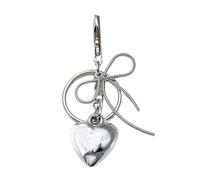 INSEOWI Porte-clés tendance en forme de cœur avec pendentif élégant et nœud pour toutes les occasions, Argenté., taille unique
