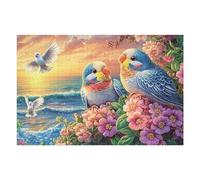 Inséparables 1000 Pieces Casse-tête Expert Confirmé en Carton Épais Rigide Branche, Fleurs et océan Très Difficile Niveau Expert Motif Complexe Cadeau Anniversaire Premium 1000 PCS