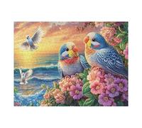 Inséparables 500 Pieces Casse-tête Personne Âgée en Carton Épais Haute Densité Branche, Fleurs et océan Facile Débutant Thérapie Occupationnelle Anti-Stress Petit Prix 500 PCS