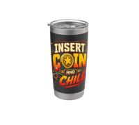Insérez Coin And Chill Retro Arcade Gamer Gobelet isotherme en acier inoxydable double paroi