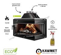 Insert à bois d'angle vitre droite W16 PB BLACK ECO 13,5 KW KAWMET