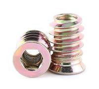 Insert Bois, 20pcs M6 x 17mm Insert fileté bois, Inserts d'écrou, Écrous à Visser Douille, Écrou fileté en alliage de zinc, Douille hex à visser, Écrou à Tête pour meubles en bois(M6 x 17 mm)
