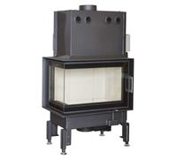 Insert bois Austroflamm Cheminée d'angle 63x40x42K 2.0 | 8 kW porte tournante Volet du coin gauche, céramique noire