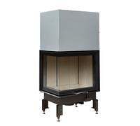 Insert bois Austroflamm Cheminée d'angle 69x49x57S 3.0 | 12 kW porte coulissante Volet du coin gauche, céramique noire