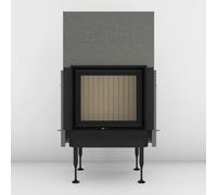 Insert bois Brunner BKH 5.0 42-50 | 8 kW porte coulissante Hotte basse en fonte Ø 180 mm, Cadre noir