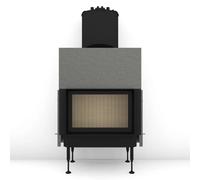 Insert bois Brunner BKH 5.0 42-66 | 9 kW porte coulissante Module pour chaudière, Anbaurahmen, schwarz 60 mm