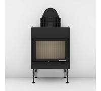 Insert bois Brunner BKH 5.0 42-66 | 9 kW porte pivotante Gusshaube ⌀ 200 mm und Wärmetauscherringe Guss, Cadre noir