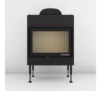 Insert bois Brunner BKH 5.0 42-66 | 9 kW porte pivotante Hotte basse en fonte Ø 180 mm, Cadre noir