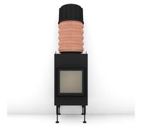 Insert bois Brunner BKH 5.0 Flach 42-42 porte pivotante 7 kW Capot moulé MAS 440 module d'extension réservoir de stockage double coque Ø 180 mm, Cadre noir