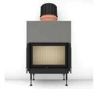 Insert bois Brunner BKH 5.0 Flach 50-82 | 10 kW porte coulissante Capot moulé MAS 440 module d'extension réservoir de stockage double coque Ø 180 mm, Cadre noir