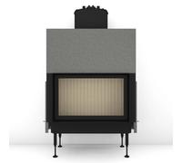 Insert bois Brunner BKH 5.0 Flach 50-82 | 10 kW porte coulissante Module pour chaudière, Anbaurahmen, schwarz 60 mm
