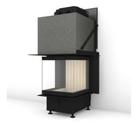 Insert bois Brunner BKH 5.0 Panorama 45-45-45-45 Schiebetür 7 kW Capot en acier Ø 200, Cache panoramique étroit, (bord de montage), noir