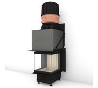 Insert bois Brunner BKH 5.0 Panorama 45-45-45-45 Schiebetür 7 kW Capot moulé MAS 440 module d'extension réservoir de stockage double coque Ø 180 mm, Cache panoramique étroit, (bord de montage), noir