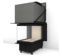Insert bois Brunner BKH 5.0 Panorama 45-65-45-65 porte coulissante 10 kW Capot en acier Ø 200, Cache panoramique étroit, (bord de montage), noir