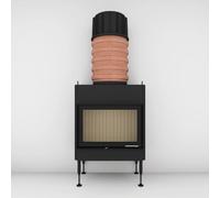 Insert bois Brunner BKH 5.0 Plat 42-66 | 9 kW porte pivotante Accumulateur modulaire superposé MAS 440 Ø 180, Cadre avec rebord, noir