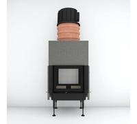 Insert bois Brunner BKH 5.0 Tunnel 42-50 | 8 kW porte coulissante/pivotante Accumulateur modulaire superposé MAS 440 ⌀ 180, Cadre de finition, noir 60 mm