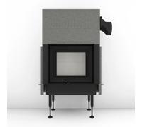 Insert bois Brunner BKH 5.0 Tunnel 42-50 | 8 kW porte coulissante/pivotante Hotte basse en fonte Ø 180 mm, Anbaurahmen, schwarz 60 mm