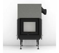 Insert bois Brunner BKH 5.0 Tunnel 42-50 | 8 kW porte coulissante/pivotante Hotte basse en fonte Ø 180 mm, Cadre noir