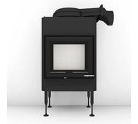 Insert bois Brunner BKH 5.0 Tunnel 42-50 | 8 kW porte pivotante/pivotante Hotte basse en fonte Ø 180 mm, Cadre noir