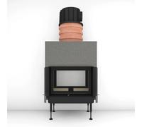 Insert bois Brunner BKH 5.0 Tunnel 42-66 | 9 kW porte coulissante/pivotante Accumulateur modulaire superposé MAS 440 ⌀ 180, Cadre avec rebord, noir