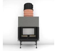 Insert bois Brunner BKH 5.0 Tunnel 42-66 | 9 kW porte coulissante/pivotante Accumulateur modulaire superposé MAS 440 ⌀ 180, Cadre de finition, noir 60 mm