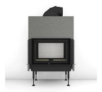 Insert bois Brunner BKH 5.0 Tunnel 42-66 | 9 kW porte coulissante/pivotante Gusshaube ⌀ 200 mm und Wärmetauscherringe Guss, Cadre noir