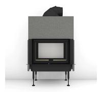 Insert bois Brunner BKH 5.0 Tunnel 42-66 | 9 kW porte coulissante/pivotante Gusshaube ⌀ 200 mm und Wärmetauscherringe Guss, Anbaurahmen, schwarz 60 mm