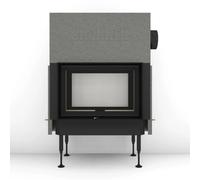 Insert bois Brunner BKH 5.0 Tunnel 42-66 | 9 kW porte coulissante/pivotante Hotte basse en fonte Ø 180 mm, Anbaurahmen, schwarz 60 mm