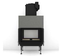 Insert bois Brunner BKH 5.0 Tunnel 42-66 | 9 kW porte coulissante/pivotante Module chaudière, Cadre avec rebord, noir