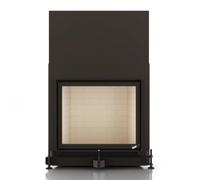 Insert bois Brunner Style Flach 62-76 Schiebetür S04.2 10,5 kW Module pour chaudière, Cadre de montage noir 70 mm