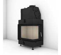 Insert bois d’angle Brunner 42/57/30 droite 8 kW porte pivotante, hydro Cadre de montage 50 mm, noir