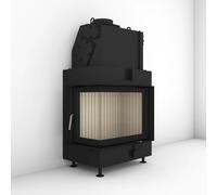 Insert bois d'angle Brunner 42/57/30 gauche 8 kW porte pivotante, hydro Cadre de montage 50 mm, noir