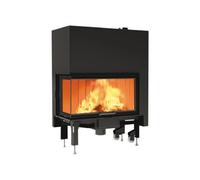 Insert bois Edilkamin Windo2 95 | 14,7 kW Porte (arrêt) à droite, fenêtre d'angle à gauche, Blanc