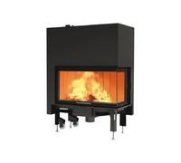 Insert bois Edilkamin Windo2 95 | 14,7 kW Porte (arrêt) à gauche, fenêtre d'angle à droite, Blanc