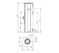 Insert bois Max Blank Turin SP Stone 5 kW Parties latérales et couvercle en pierre naturelle sablée gris clair, Raccordement du tuyau de fumée à l'arrière
