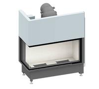 Insert bois SCHMID Ekko L 100(45) h – 9kW avec vitre en angle Hauteur de la porte 51 cm, Chamotte blanc