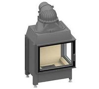 Insert bois SCHMID Ekko R 67(45) s porte pivotante 9kW avec pont Hauteur de la porte 51 cm, Chamotte blanc, Charnière de la porte gauche