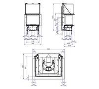 Insert bois SCHMID Ekko U 67(45) h evo 9 kW porte coulissante Türhöhe 57 cm, mit BRS, Schamotte Weiss