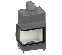 Insert bois SCHMID Ekko W L 67(45)51 s porte pivotante 14,9 kW sans pont Hauteur de la porte 51 cm, Fonte anthracite, avec ABF pierre, Charnière de la porte droite