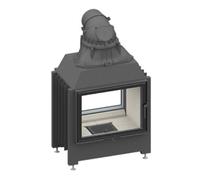 Insert bois SCHMID Lina TV 67 s/s 9 kW traversée - tunnel porte pivotante/porte pivotante Cristal, Hauteur de la porte 57 cm, Chamotte blanc, gauche