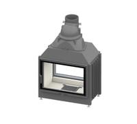 Insert bois SCHMID Lina TV 73 s/s 9 kW traversée - tunnel porte pivotante/porte pivotante Hauteur de la porte 63 cm, Chamotte blanc, Droite