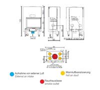 Insert cheminée Edilkamin Windo2 75 Int 13,2 kW Foyer en réfractaire noir