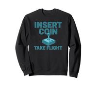 Insert Coin Take Flight Jeu vidéo rétro Sweatshirt