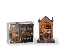 Insert de bibliothèque d'habitation Magique, scène Miniature d'étude de Sorcier, Puzzle en Bois 3D, lumières LED, décoration Fantastique Gothique, kit de Bricolage