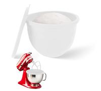 Insert de Bol en Silicone pour KitchenAid, Revêtements en Silicone pour Batteurs Kitchen Aid Mixer TILT-HEAD 4.8L, Liners de Bol à Mélanger avec Couvercles, Accessoires et Pièces Détachées (Blanc)