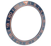 Insert de Lunette en Céramique, Couleur Délicate, Perles Lumineuses, Remplaçables, Résistant aux Rayures, 41,5 Mm, pour Horloger et Réparateur (Chiffre en or rose à base bleue)