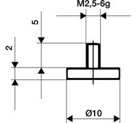 Insert de mesure D.10mm plan M2,5 STA pour comparateurs KÄFER