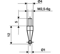 Käfer Palpeur D. 3 mm bille M2,5 acier p. comparateurs Käfer Quantité:1