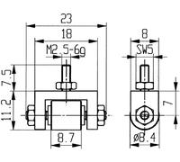 Käfer Palpeur D. 8,4 mm rouleau M2,5 acier p. comparateurs Käfer Quantité:1